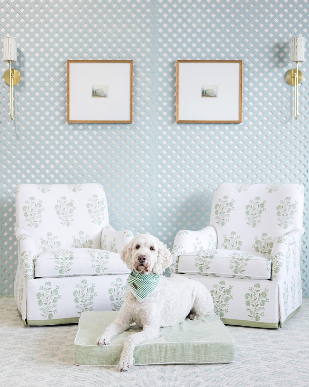 Block print lounge chairs located in Birmingham Alabama